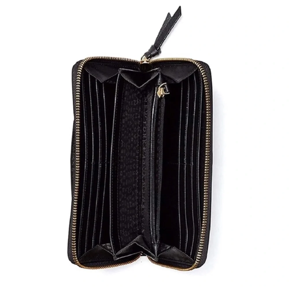 Kate Spade New York Wilson Road Neda Zip Around Wallet Black Nylon Exterior